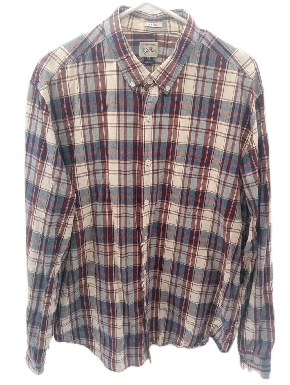 J. Crew Shirt Mens XL Multicolor Plaid Tartan Classic Fit Button Up Casual